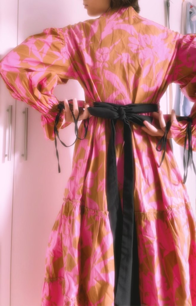 Zarif Pembe Bağcıklı Yazlık Elbise - Görsel 2