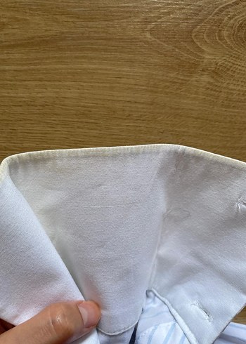 Düğmeli Beyaz Çizgili Pamuklu Gömlek - Görsel 7