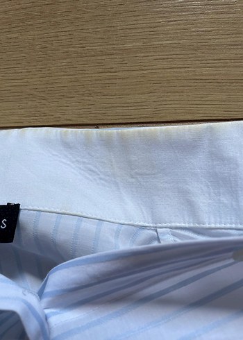 Düğmeli Beyaz Çizgili Pamuklu Gömlek - Görsel 8