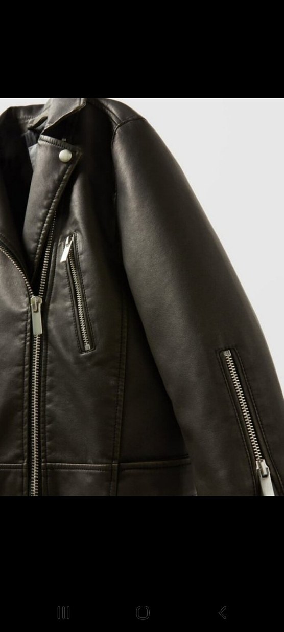 Siyah Deri Biker Ceket - Görsel 3