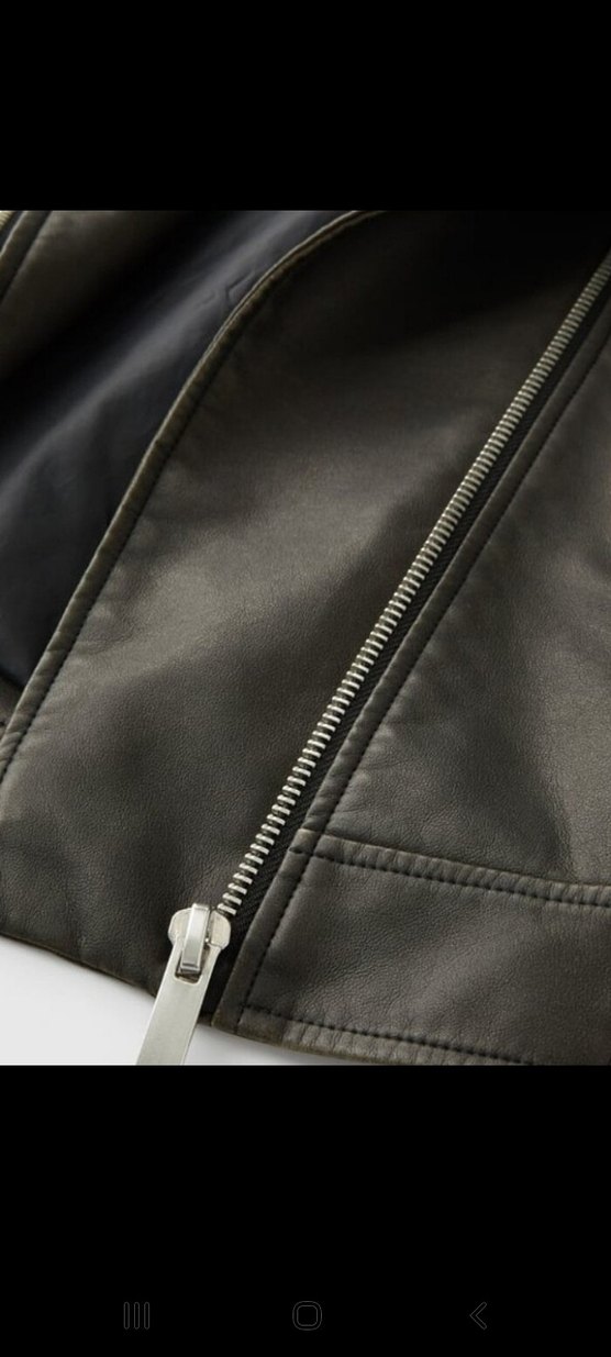 Siyah Deri Biker Ceket - Görsel 4