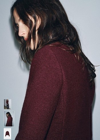 Bordo Düğmeli Kadın Blazer Ceket - Görsel 4