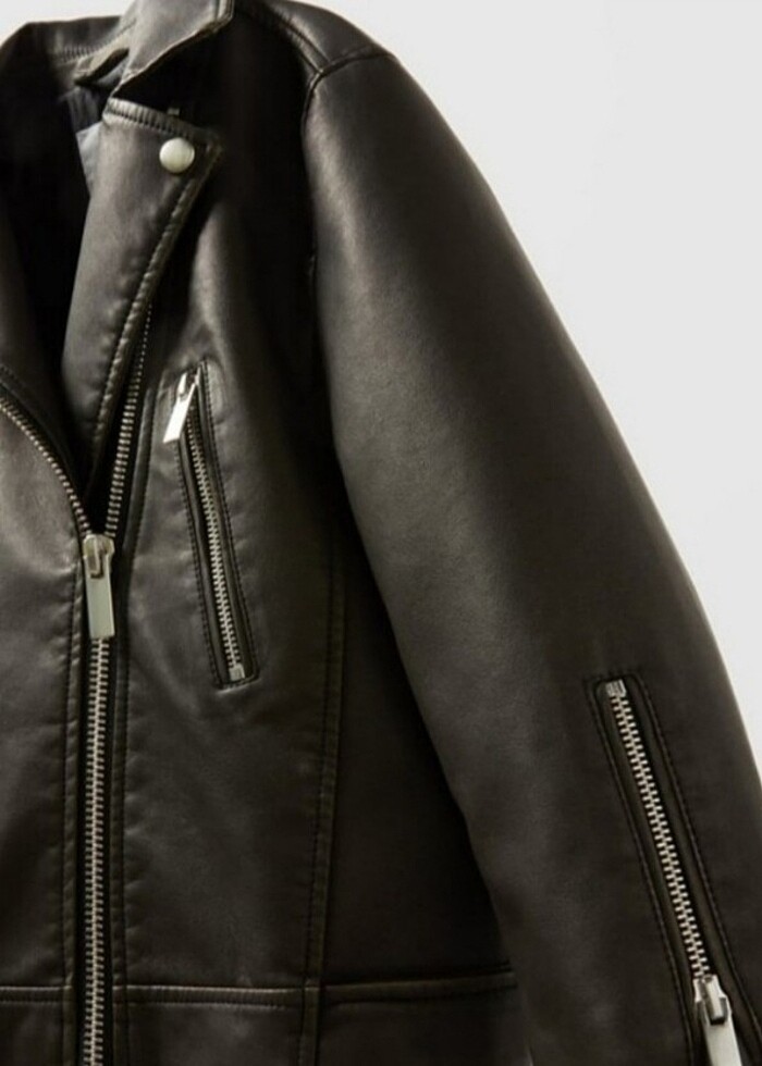 Zara oversiz deri ceket - Görsel 3