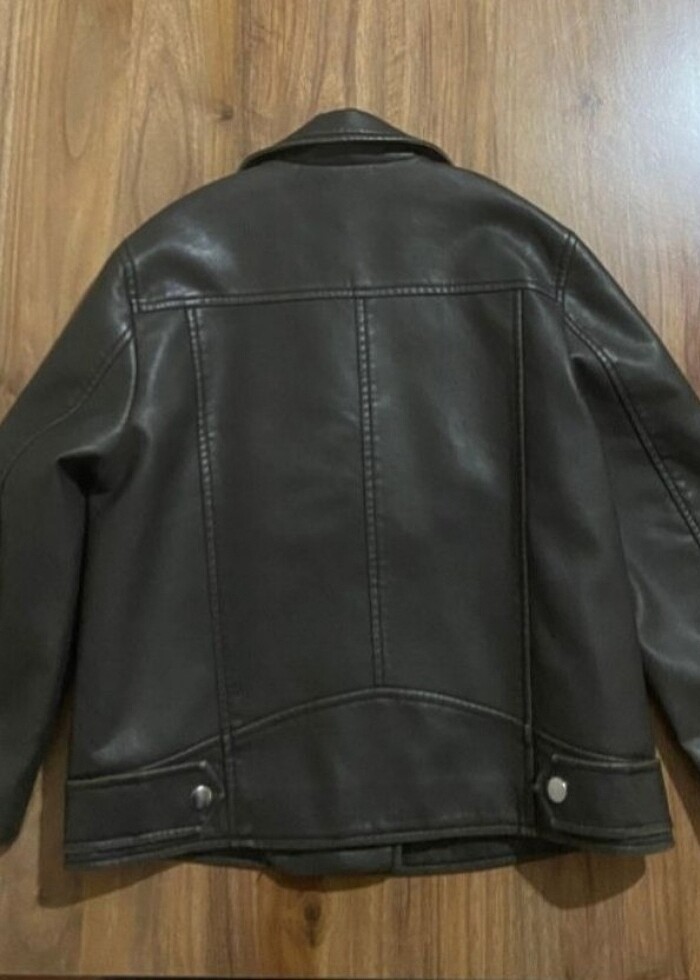 Zara oversiz deri ceket - Görsel 5