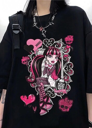 Lisanslı Oversize Monster High Baskılı Tshirt