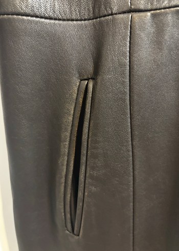 Mudo Concept Düğmeli Uzun acı Kahverengi Deri Kadın Ceket - Görsel 10