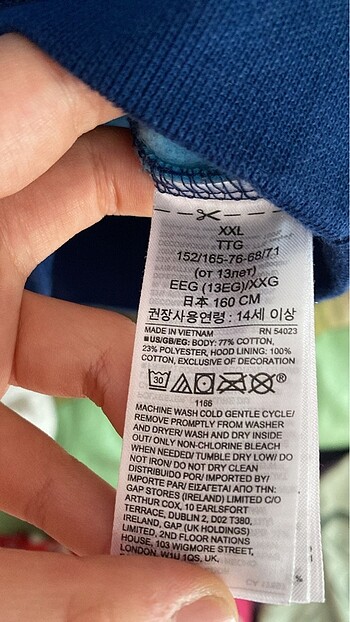 15-16 Yaş Beden mavi Renk Gap erkek çocuk XXL sweatshirt