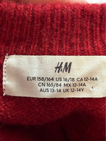 12-13 Yaş Beden bordo Renk H&M kız çocuk kazak 12/14 yaş
