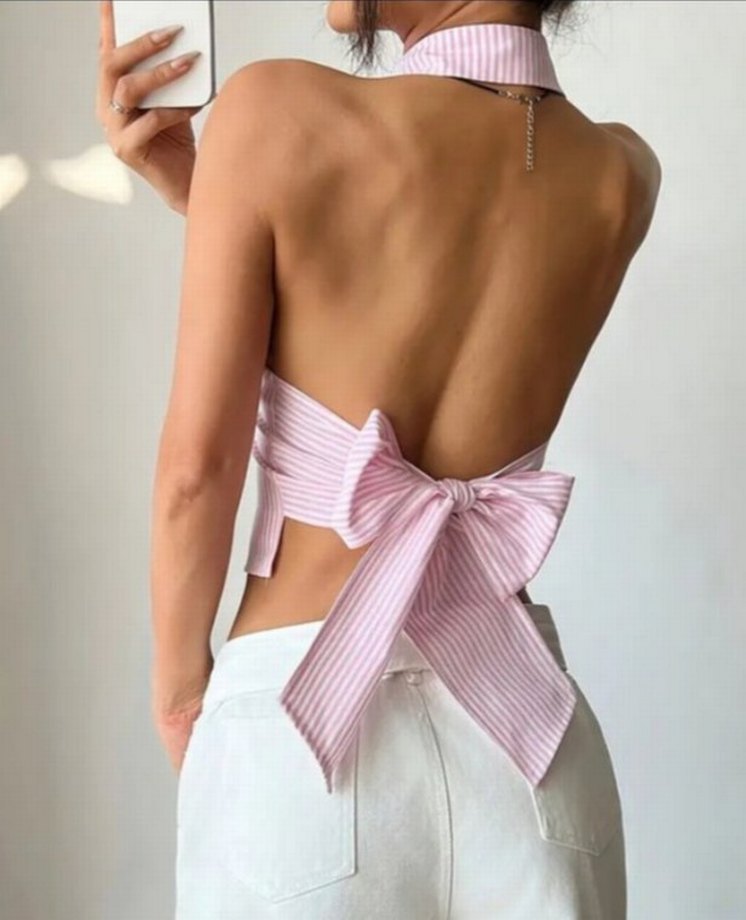 Pembe  Bluz Düğmeli - Görsel 2