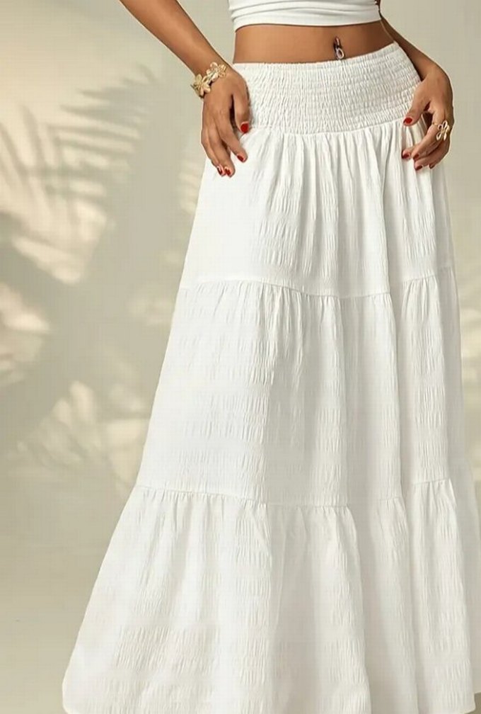 Beyaz maxi Etek polyester - Görsel 2