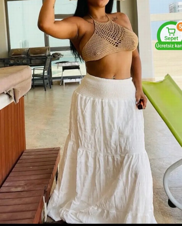 Beyaz maxi Etek polyester - Görsel 4