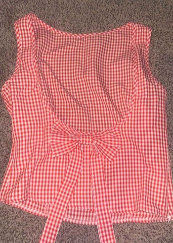 kırmızı Ekose Desenli sırtı açık buliz - Görsel 3