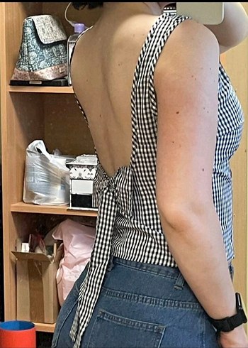 kırmızı Ekose Desenli sırtı açık buliz - Görsel 6