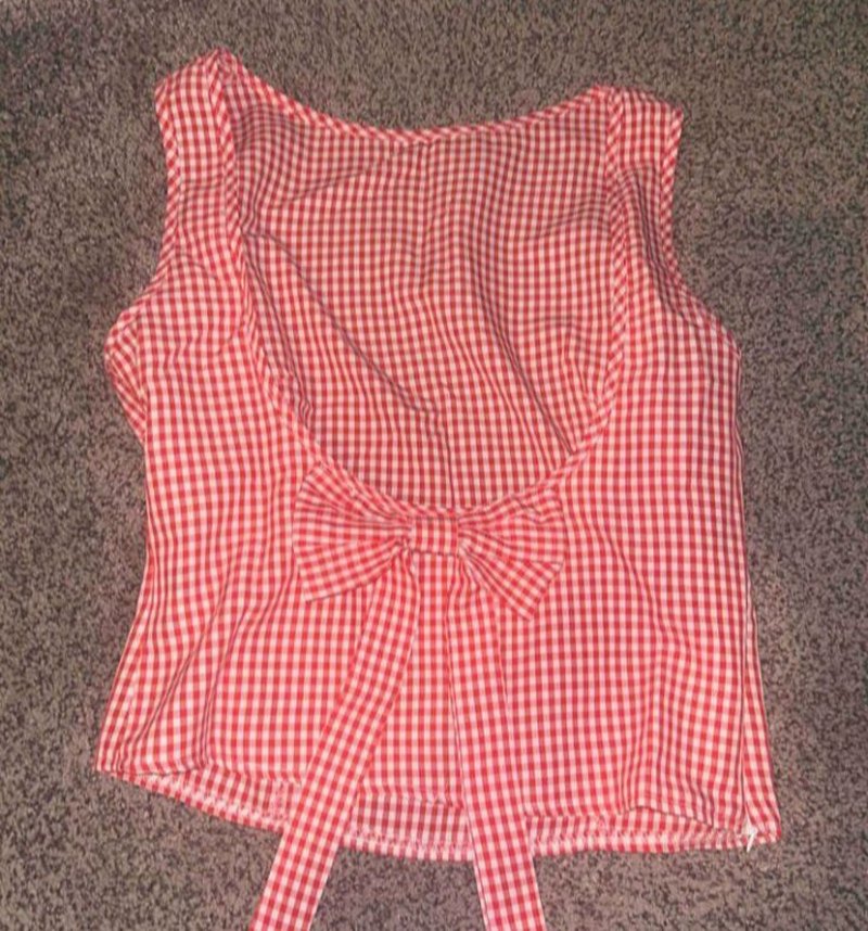 kırmızı Ekose Desenli sırtı açık buliz - Görsel 3