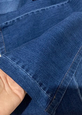 40 Beden Mavi Parlak Baskılı Kadın Denim Pantolon