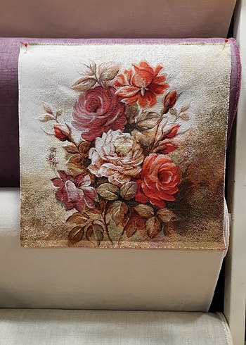 Goblen kumaş Vintage Desenli Kırlent Kılıfı - Görsel 5