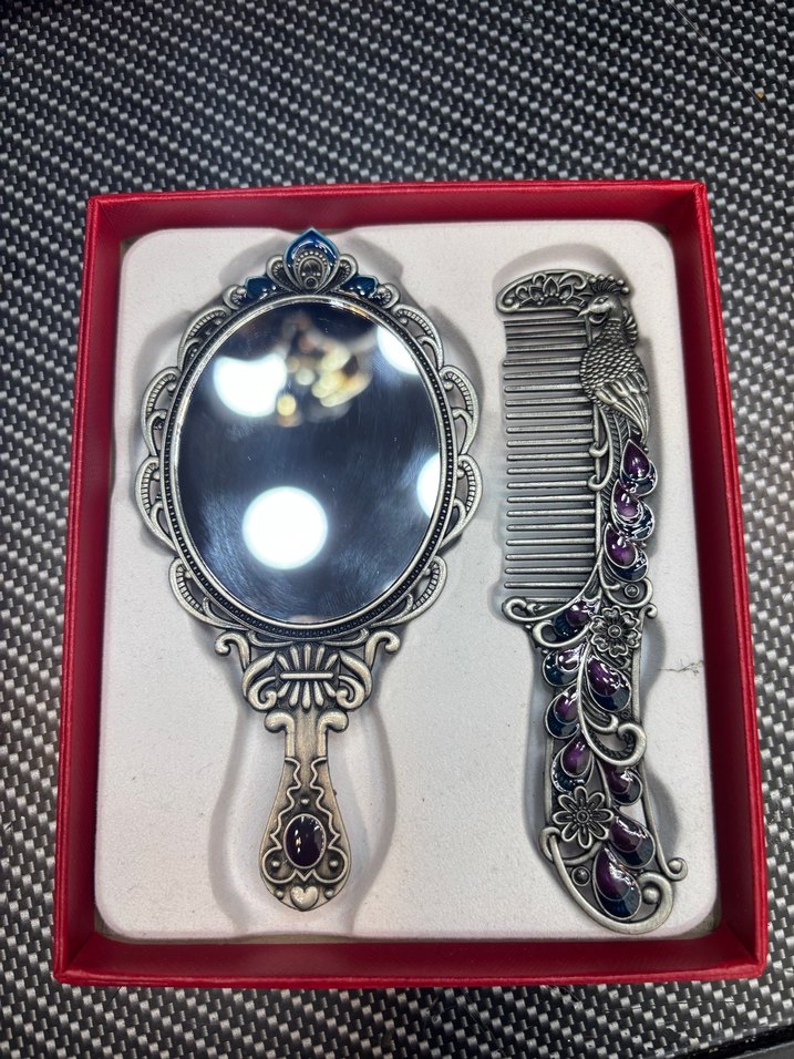 Dekoratif El Aynası ve Tarak Seti - Görsel 3