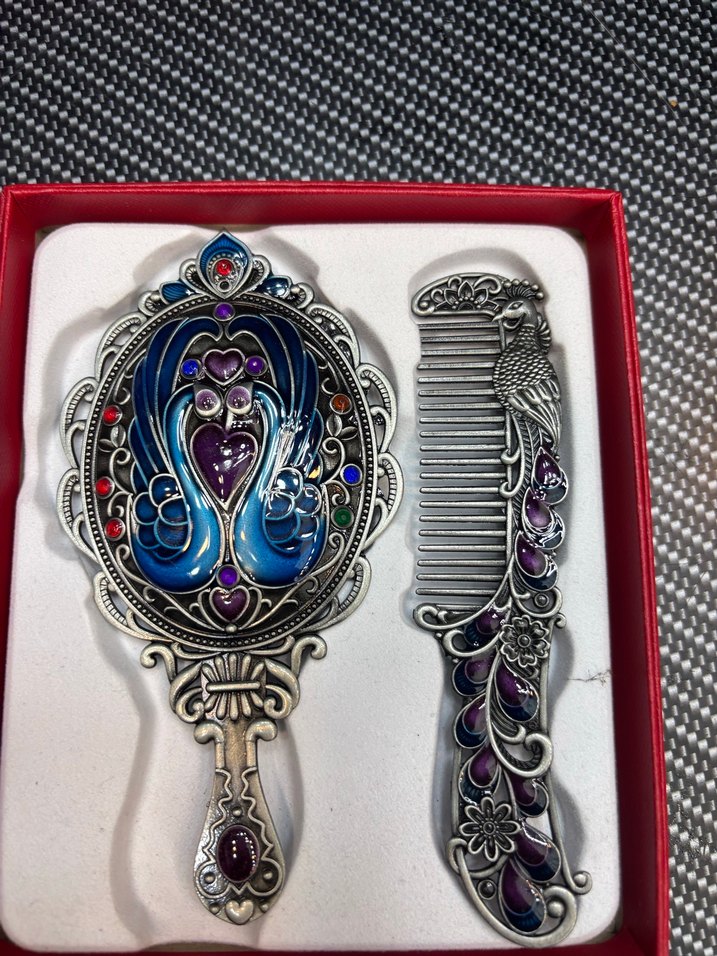 Dekoratif El Aynası ve Tarak Seti - Görsel 2