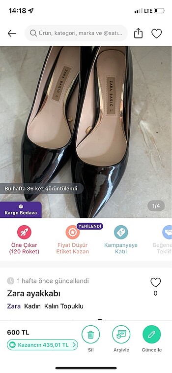 37 Beden Zara rugan Ayakkabı