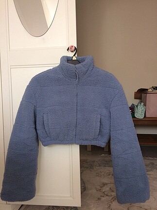 s Beden bershka mavi crop kürk