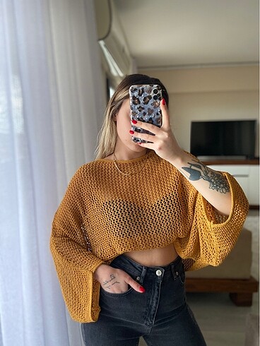 Mango hardal sarı bluz