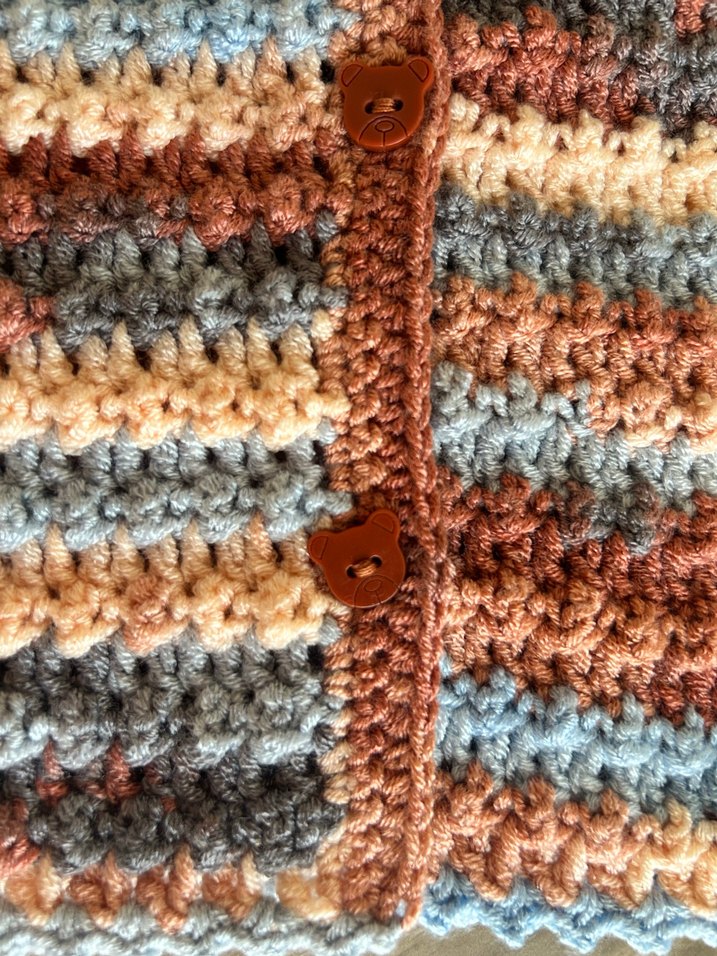 Bohem Tarzda Renkli Kız Bebek Örgü Hırka - Görsel 3