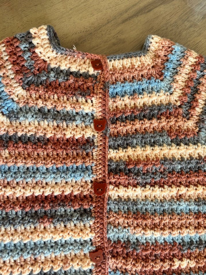 Bohem Tarzda Renkli Kız Bebek Örgü Hırka - Görsel 2