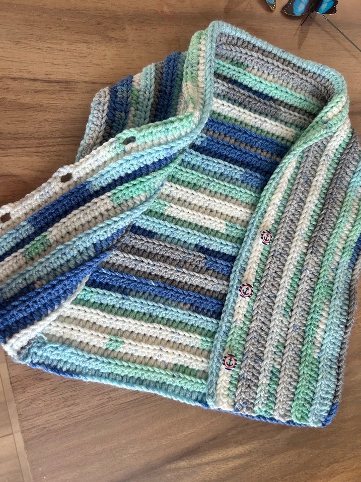 Bohem Çok Renkli Örgü Erkek Bebek Yelek - Görsel 2