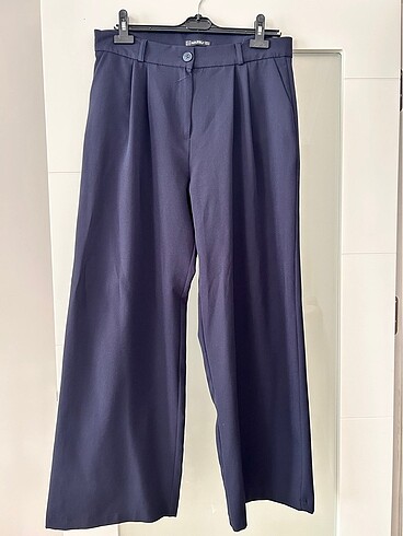 Koyu Lacivert WideLeg Kumaş Pantolon