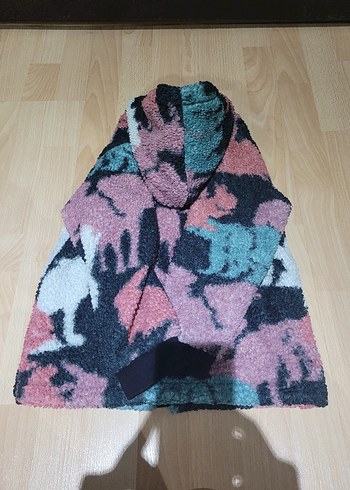 Panço Kapüşonlu Kız Çocuk Renkli Batik Desenli Ceket