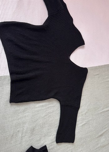 Siyah V Yaka Kadın Salaş Triko - Görsel 3