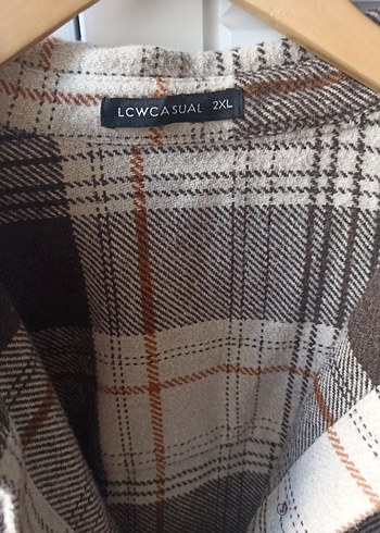 Gri Kahverengi Ekose Düğmeli Kadın Gömlek - Görsel 3