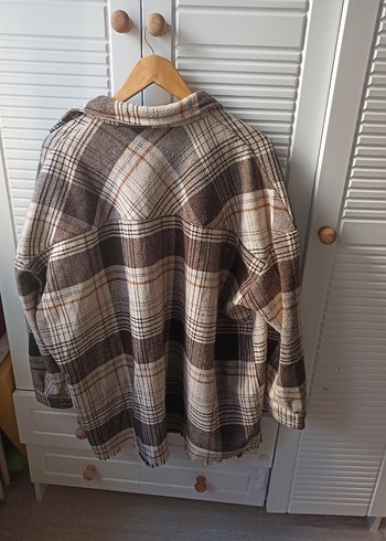 Gri Kahverengi Ekose Düğmeli Kadın Gömlek - Görsel 2