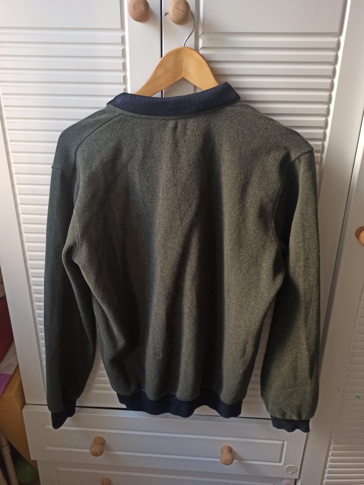 Gri Düğmeli Erkek Polo Yaka Sweatshirt - Görsel 2