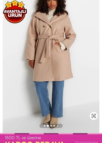 Kuşaklı Bej Kadın Kaban - Görsel 4