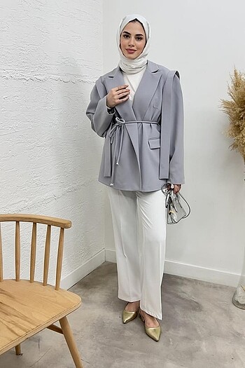 Kuşaklı blazer ceket