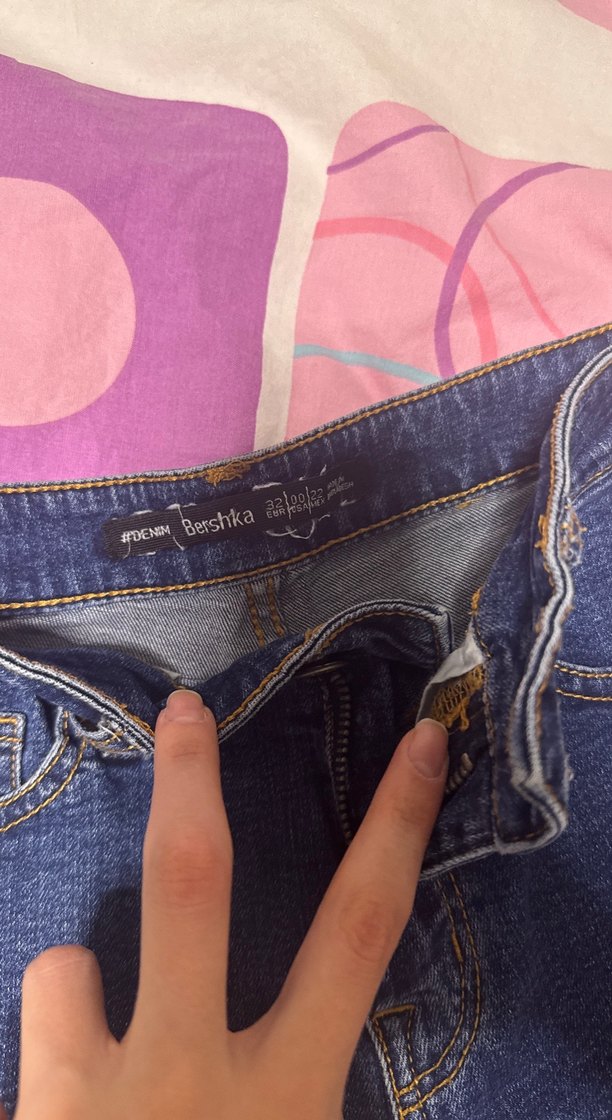 Koyu Mavi Bağcıklı Denim Şort - Görsel 2