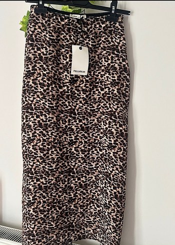 Pull and Bear Sezon Modasi Leopar Desenli Uzun Etek