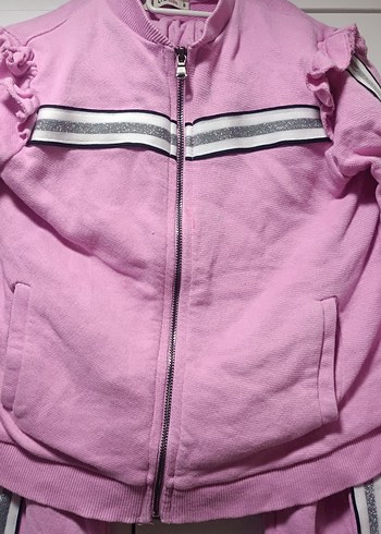 Kızlar için Fermuarlı Pembe Eşofman Takımı - Görsel 2