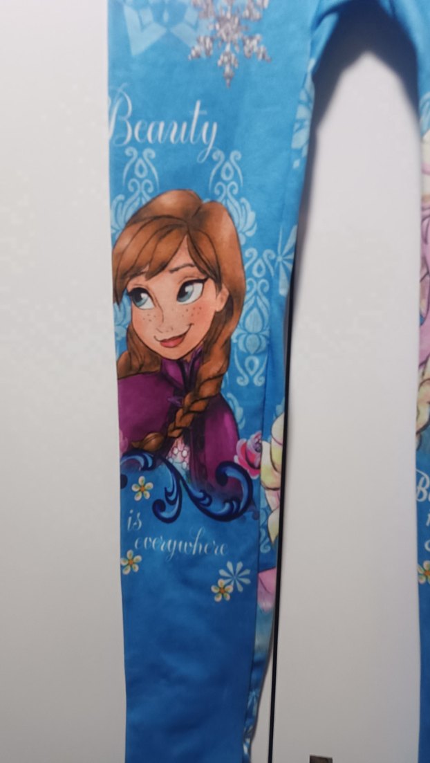 Kız Çocuk Renkli Baskılı Mavi Tayt - Görsel 2