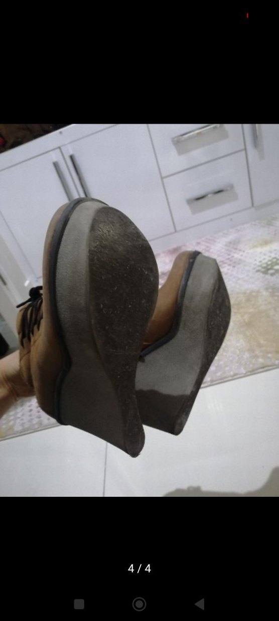 Kahverengi Süet Dolgu Topuklu Kadın Bot - Görsel 4