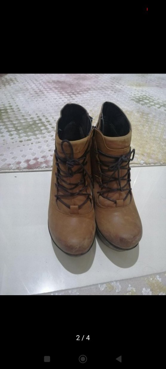 Kahverengi Süet Dolgu Topuklu Kadın Bot - Görsel 2