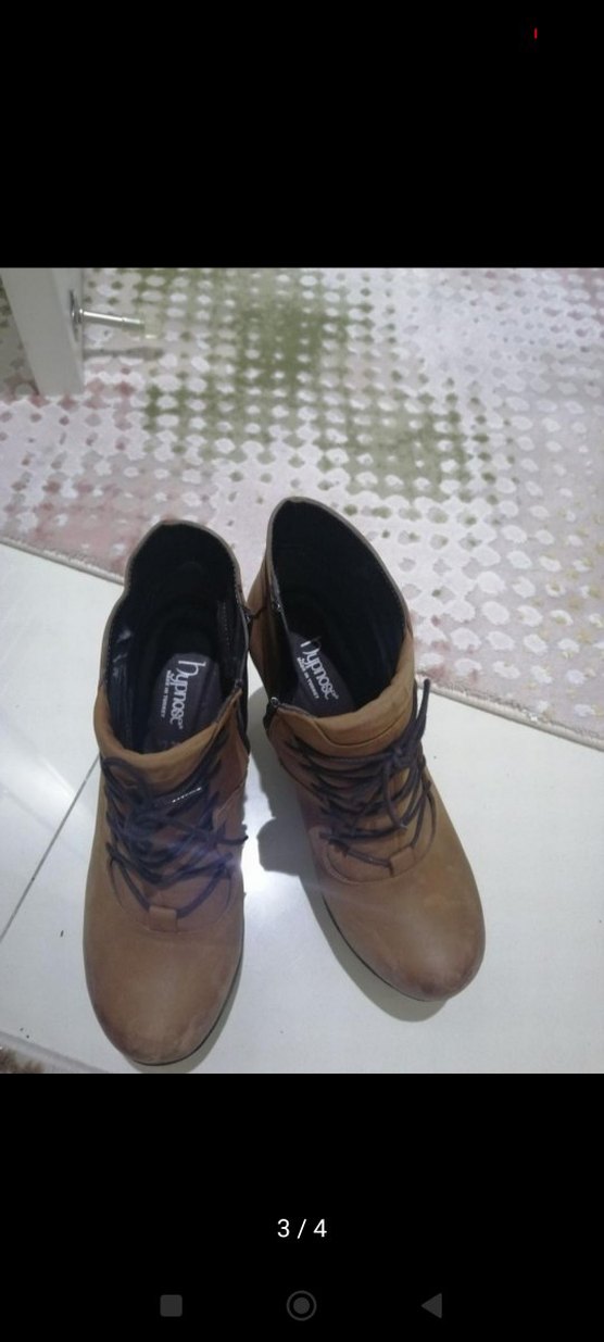 Kahverengi Süet Dolgu Topuklu Kadın Bot - Görsel 3