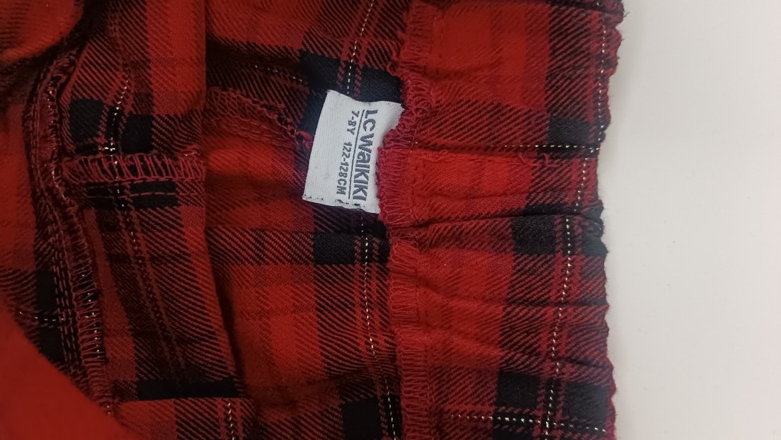 Kırmızı Pileli Ekose Mini Şort - Görsel 2