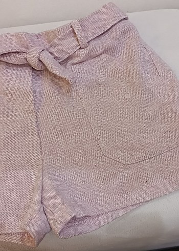 Bol Kesim Pileli Keten Şort - Görsel 8