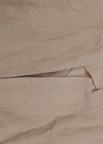 Bej Keten Midi Kadın Ceket - Görsel 7