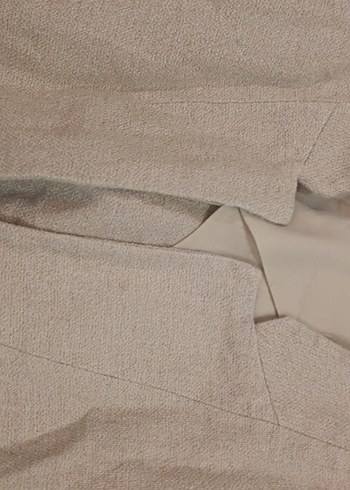 Bej Keten Midi Kadın Ceket - Görsel 5