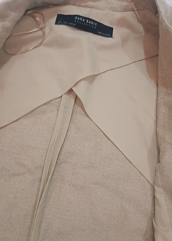 Bej Keten Midi Kadın Ceket - Görsel 4