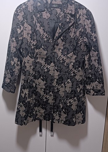 Düğmeli Gri Midi Kadın ceket - Görsel 2