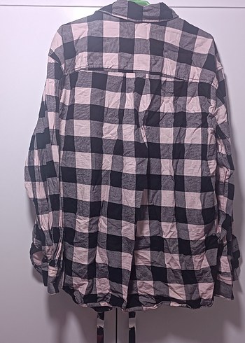 Pembe Siyah Kareli Kadın Gömlek - Görsel 6
